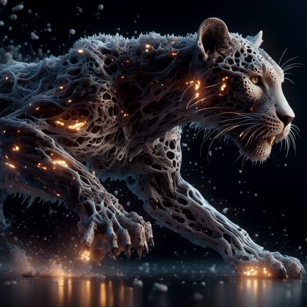 Epic Leopard Runs, Disintegrating into Magic Dust