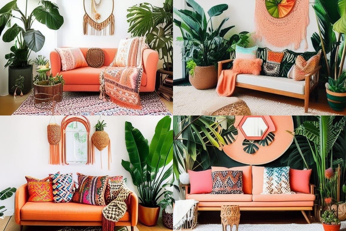 Jungle Bohemian Peach Home Decor Aesthetic