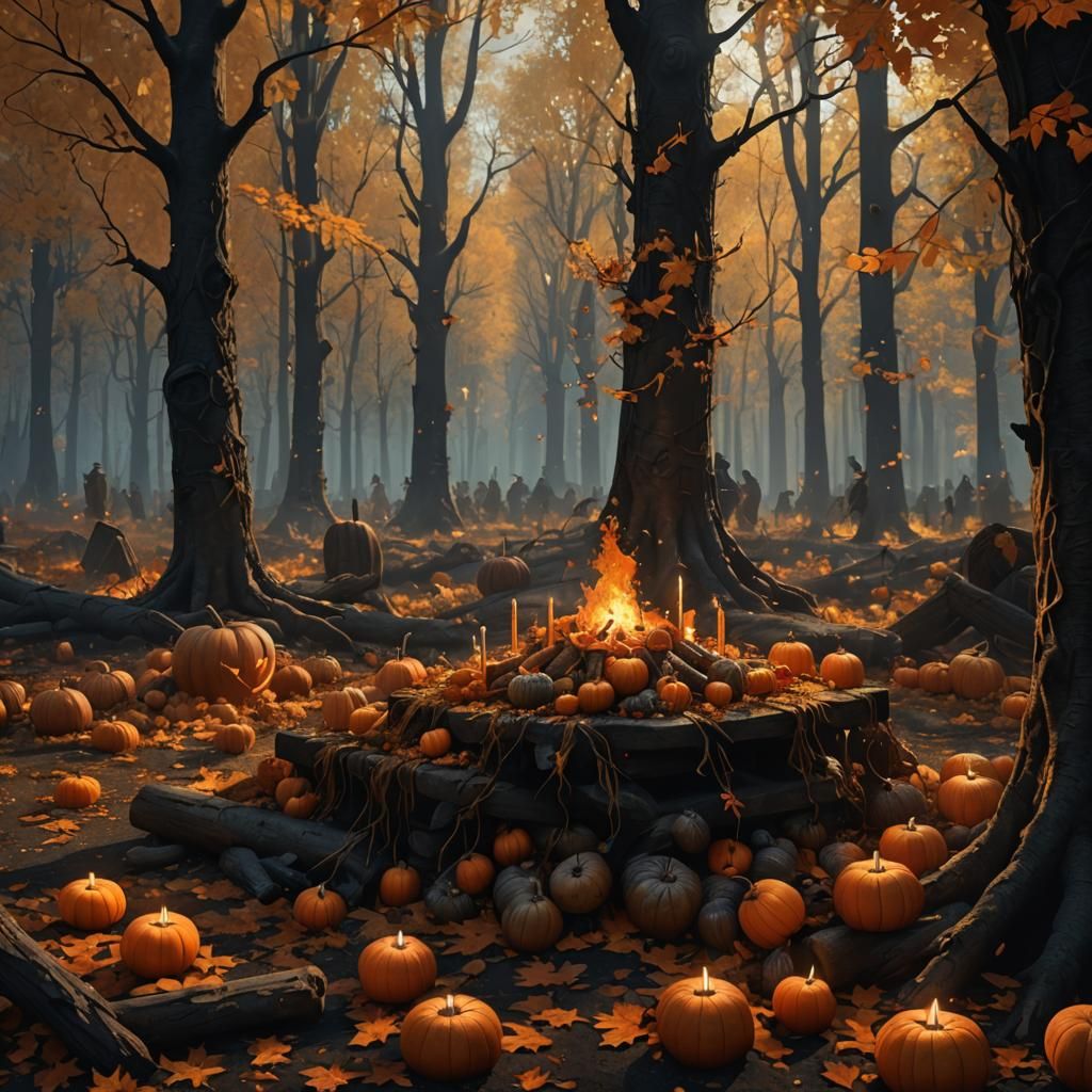 Mabon Celebration in Dark Fantasy Style