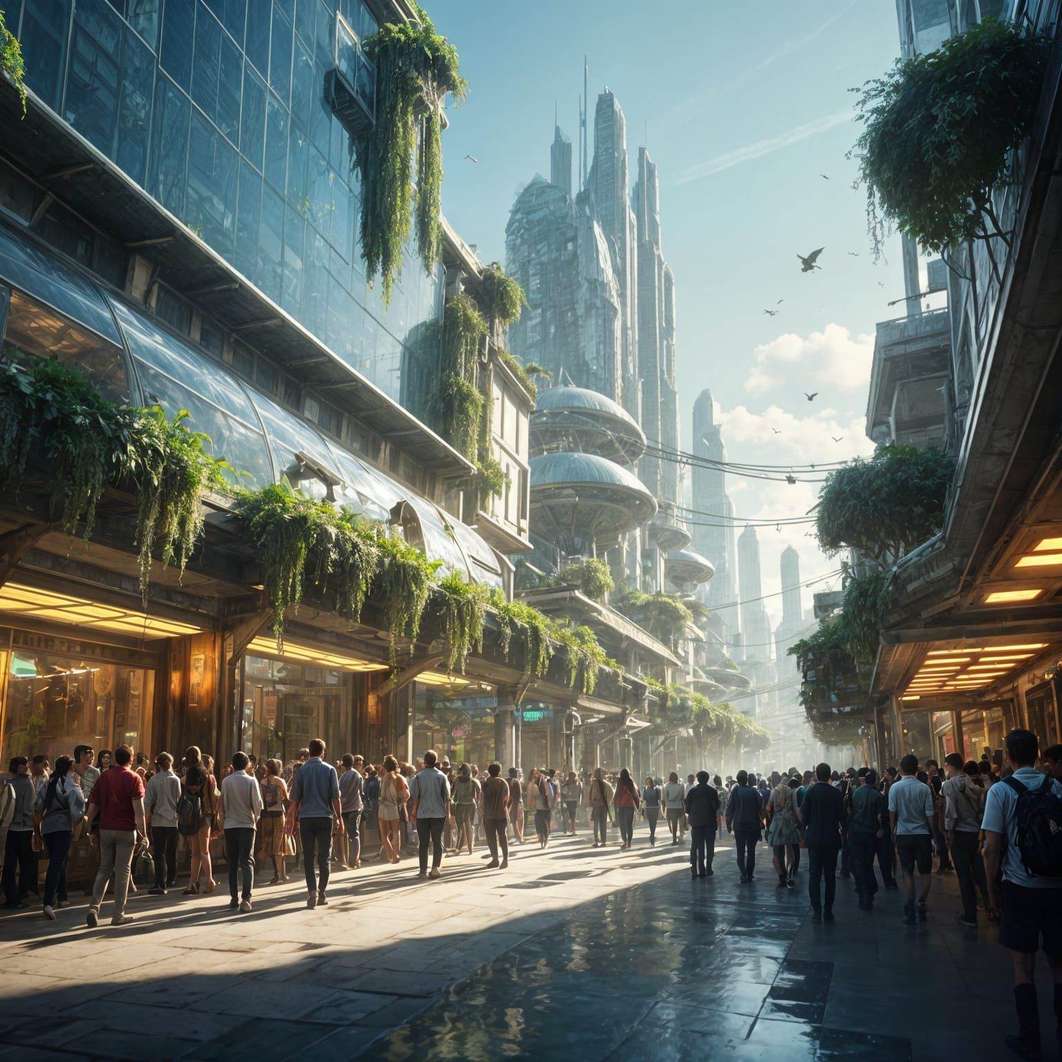 Ethereal Futuristic City Blooms with Hydroponic Vegetation