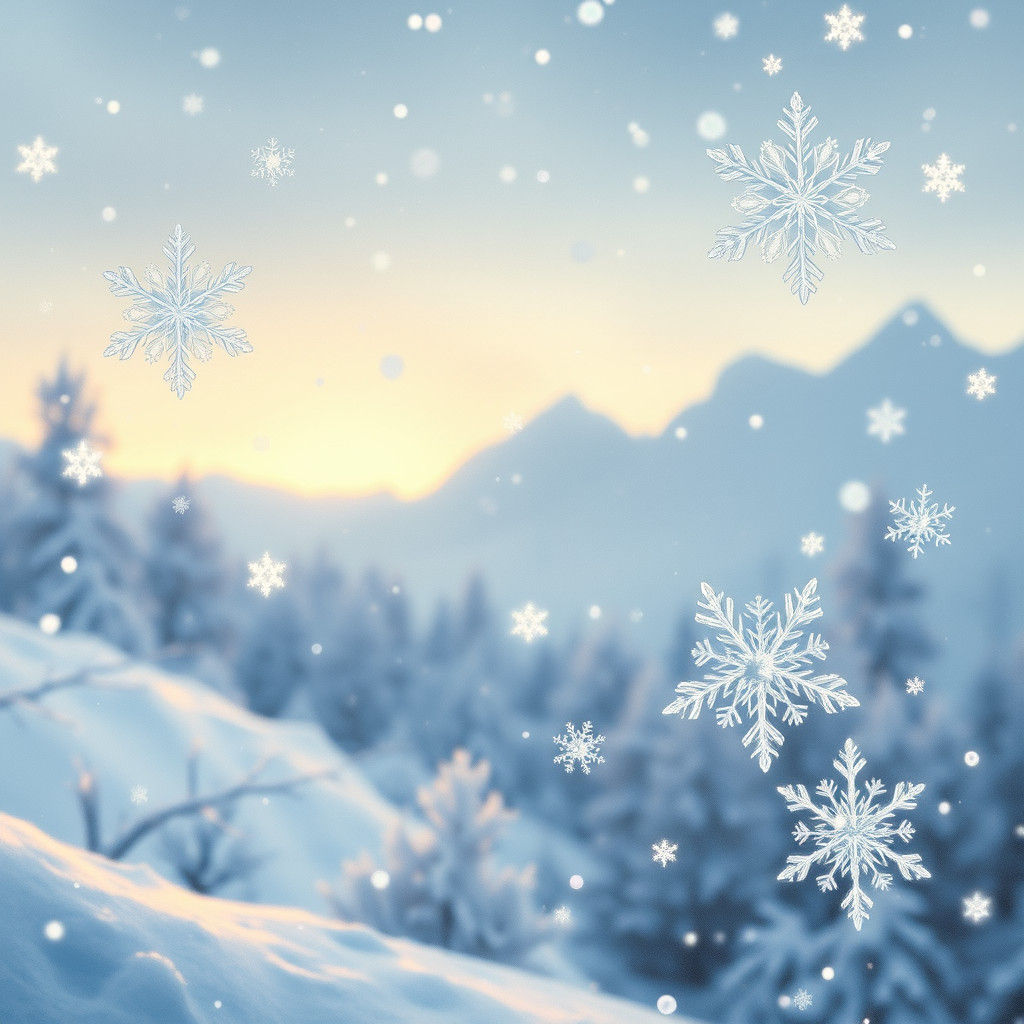 Enchanting Winter Landscape with Falling Snowflakes