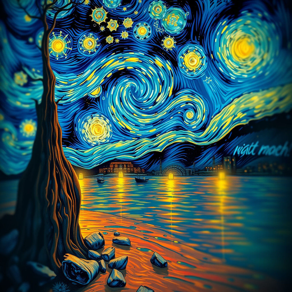 Starry Night in Opposite Colors: A Detailed Matte Painting