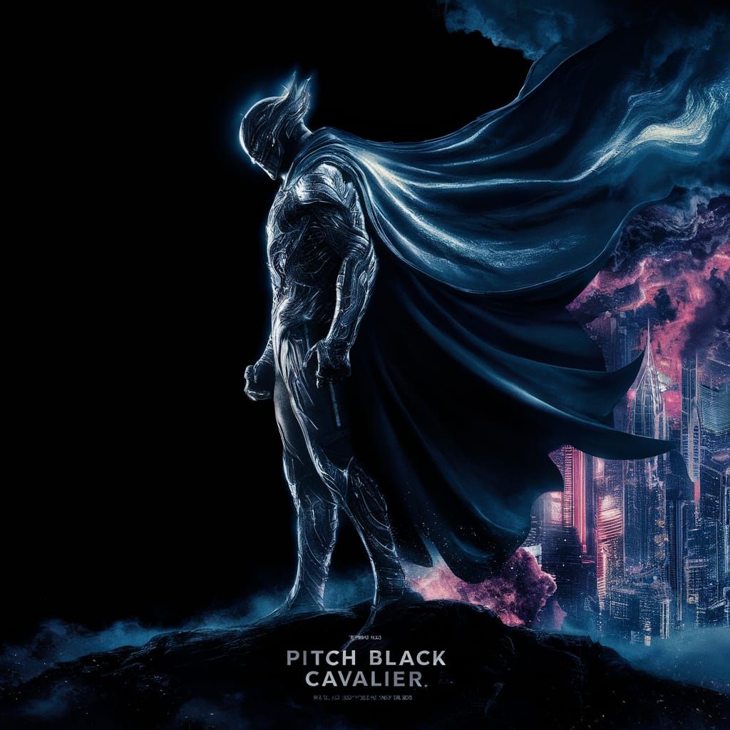 Pitch Black Cavalier Movie Poster: Hero in Silhouette