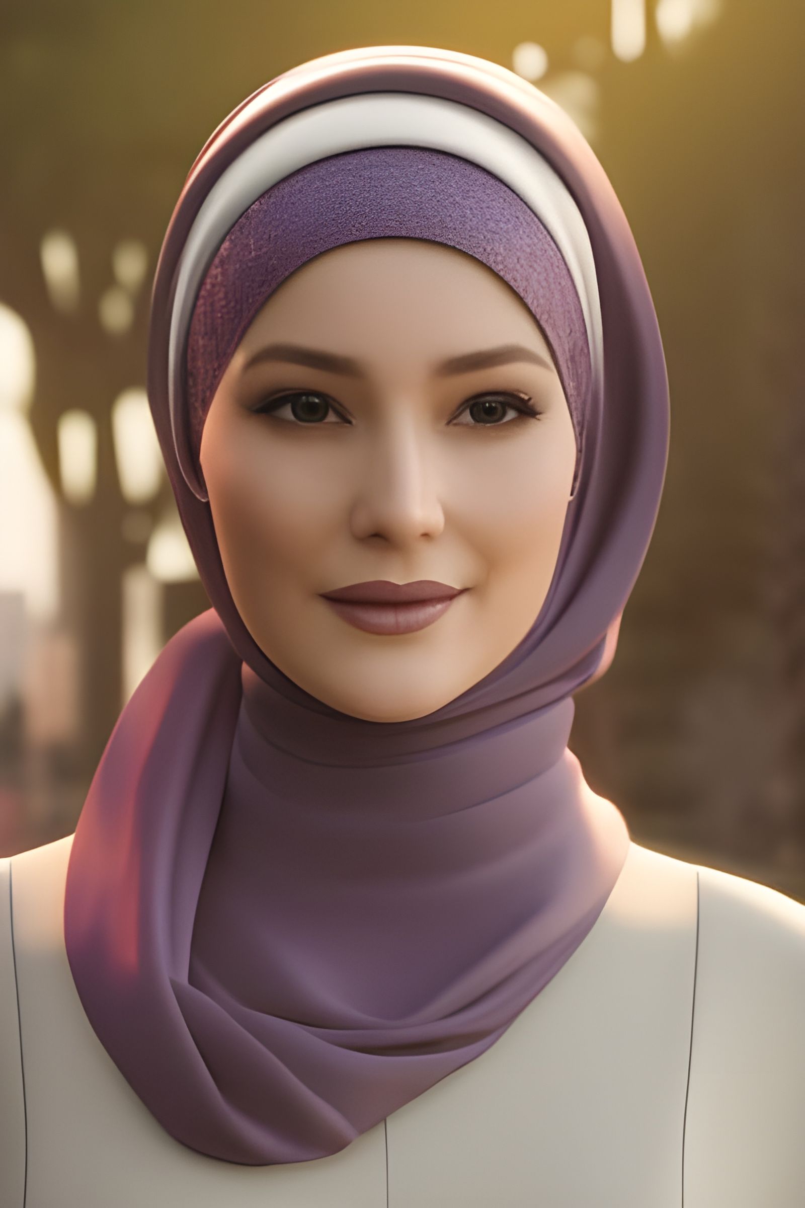European Woman in Hijab: Detailed Matte Painting