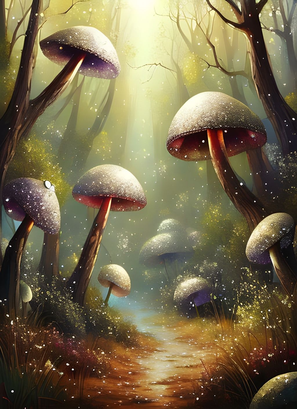 Sparkling Magical Mushroom Forest in Airbrush Speedpainting ...