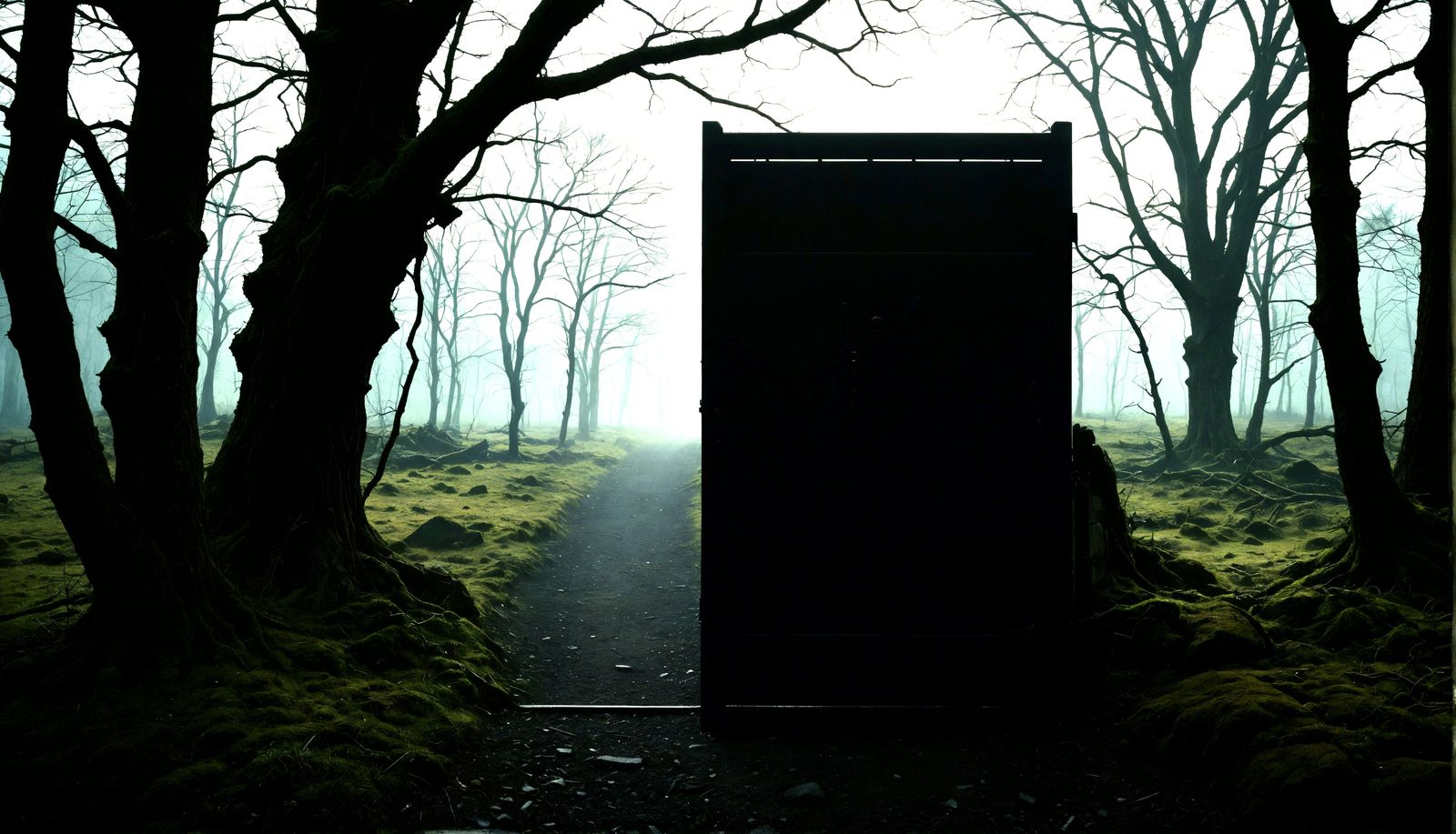 Cinematic Dark Door in the Middle of Nowhere