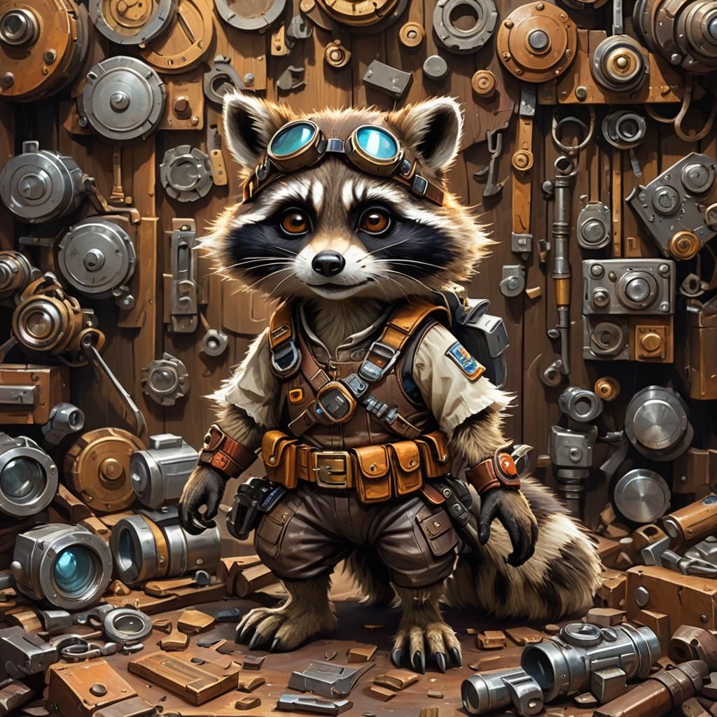 Gadget the Raccoon Artificer Concept Art