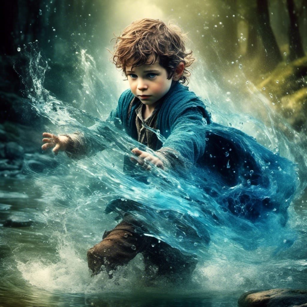 Halfling Water Mage Conjures River Cyclone