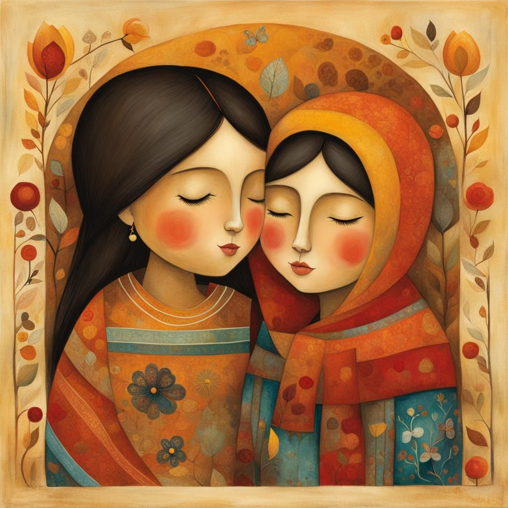 Heartwarming Sibling Love Illustration