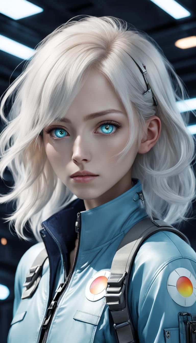 Ethereal Anime Portrait of a Young Woman with Delicate Sylph...