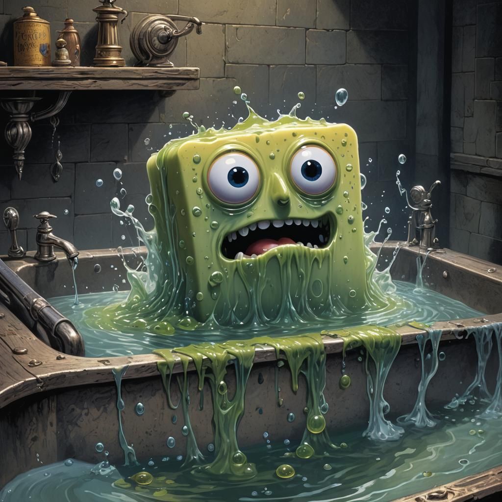 Scared Soap: A Whimsical Horror Illustration