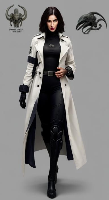 Xenomorphs in Trenchcoat with Hieroglyphic Texture