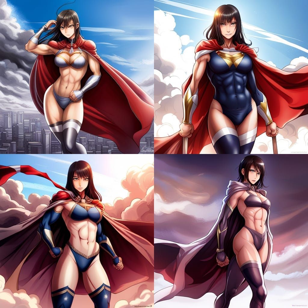 World's Strongest and Muscular Female, Superheroine, Patriotic Tights, Cape, 1080p, Ultra HD, Visible Veins, Massive Phy...