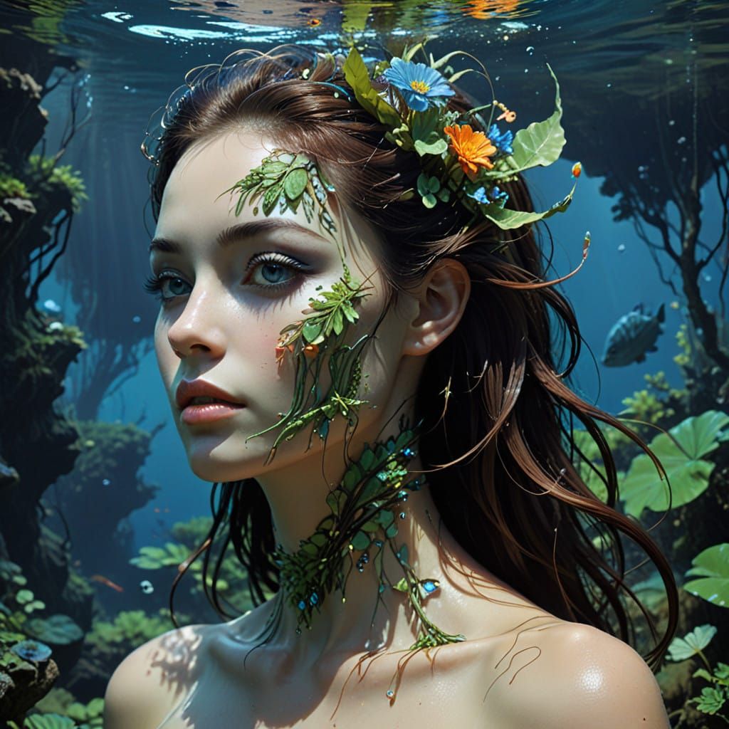 Enchanting Woman's Profile Illuminated in Dark Background