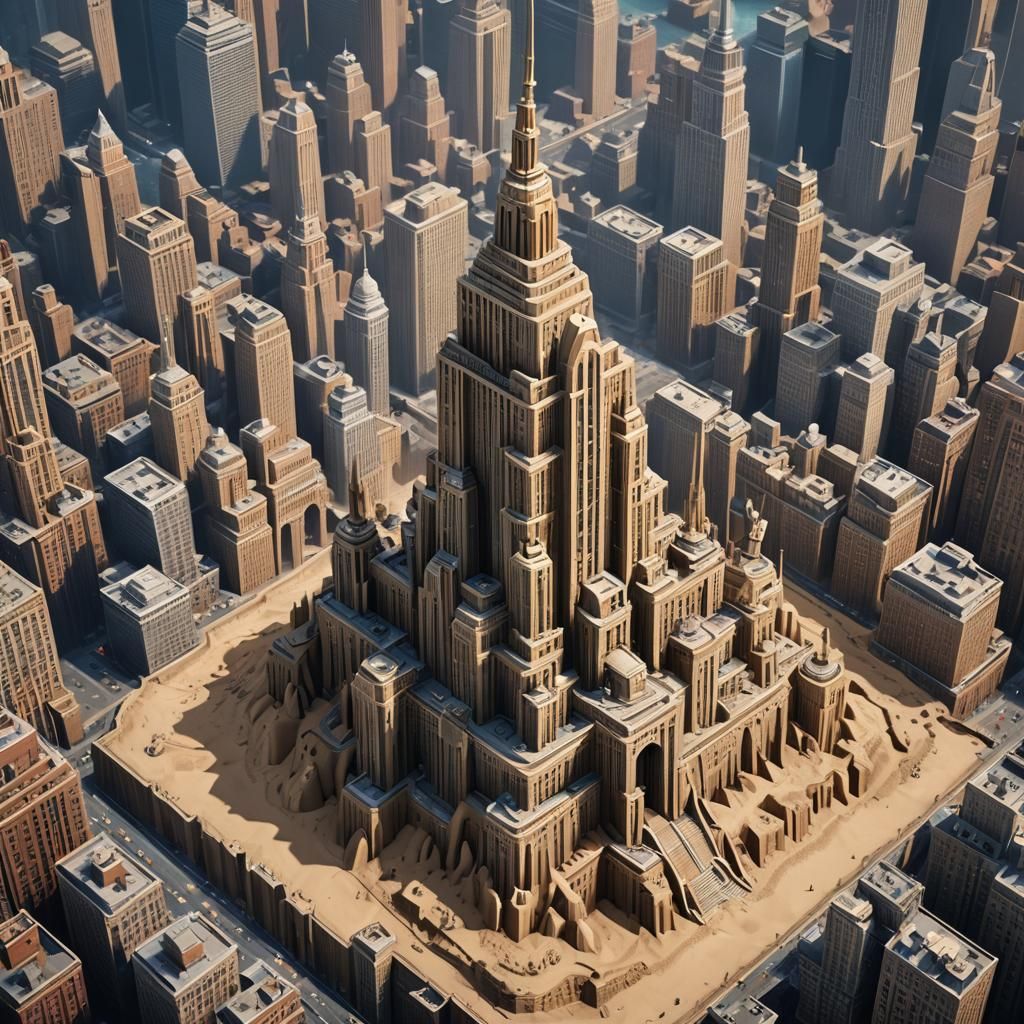 Sandcastle Empire State Building: Detailed Matte Painting
