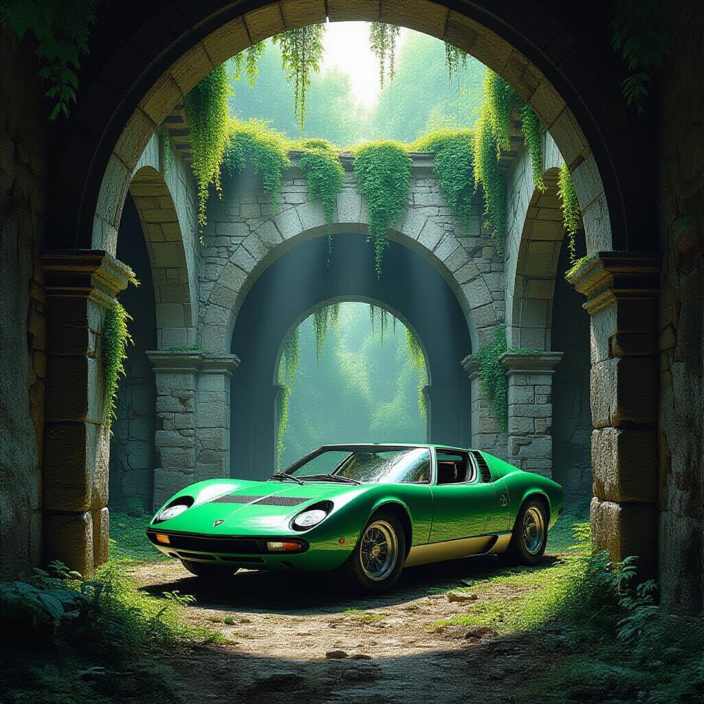 Ivy-Covered Lamborghini in Forgotten City
