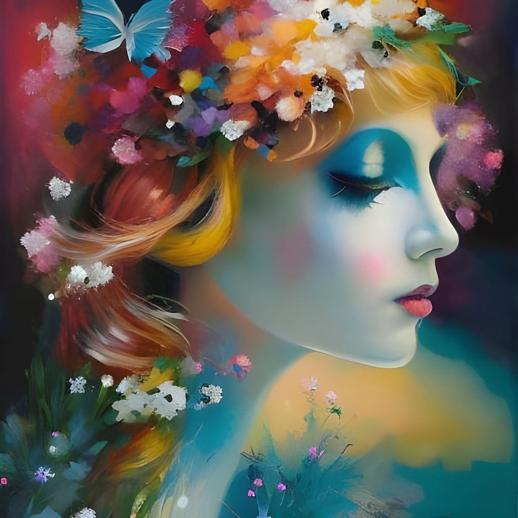 Art Nouveau Butterfly Watercolor Painting