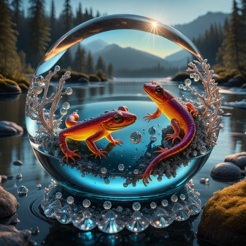 Bioluminescent Water Token with Crystalline River