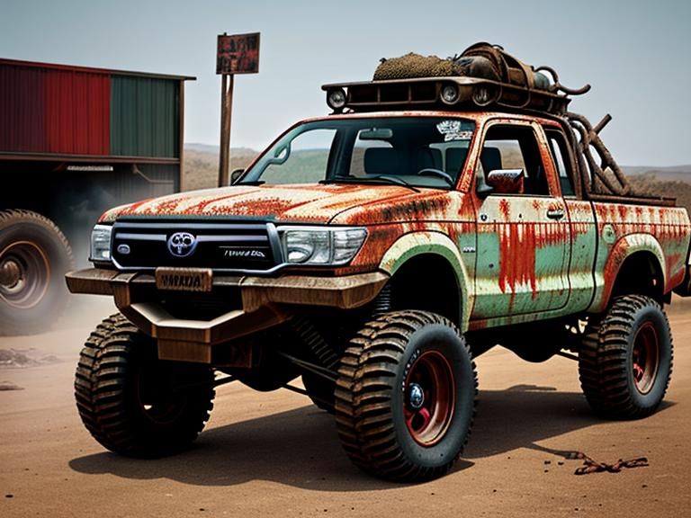 Post-Apocalyptic Monster Toyota Hilux in Comic Style