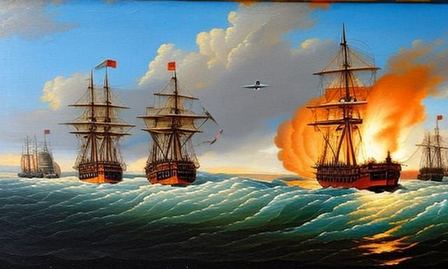 Naval Battle Between English and Spanish Frigates