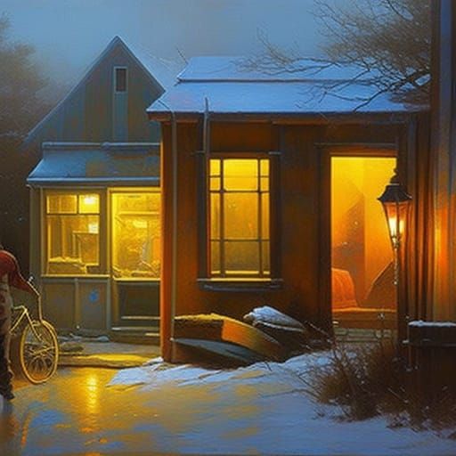 Eerie Abandoned Landscape in Oil Painting Style