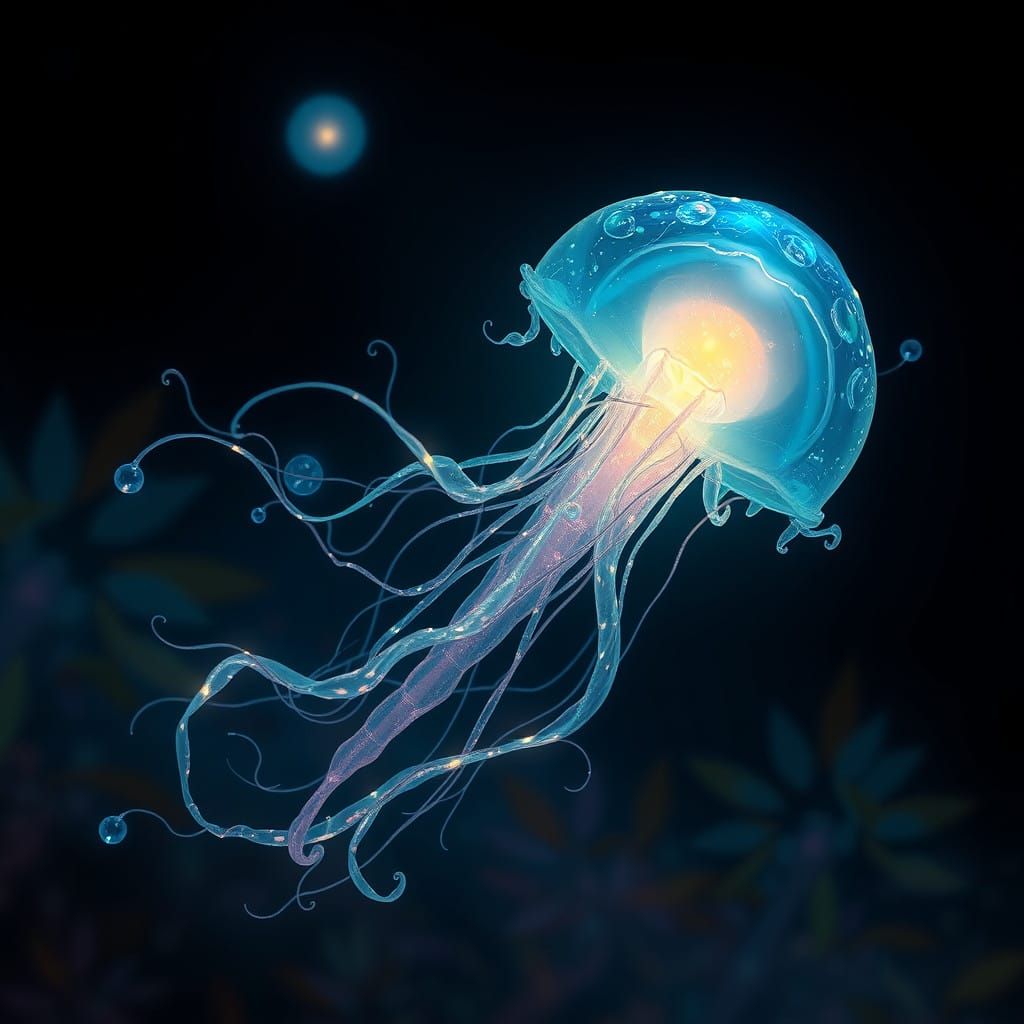 Glowing Ameba Entity in Vibrant Atmosphere