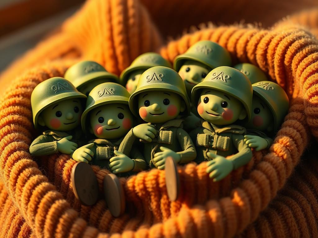 Green Army Men in Corduroy Blanket