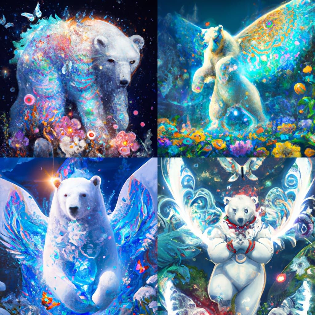 Polar Bear Angel in Crystalline Garden