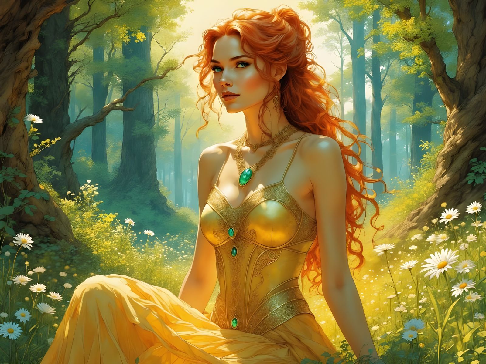 Norse Goddess in Verdant Garden