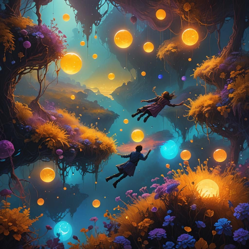 Ethereal Person Floating in Surreal Dreamscape