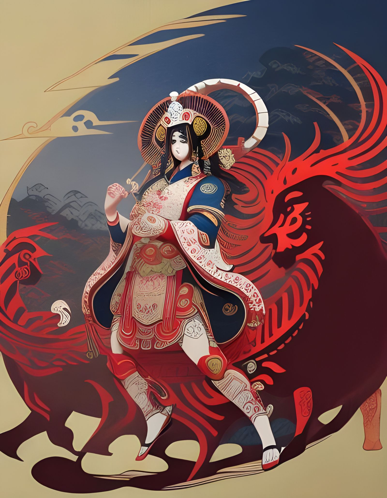 Chinese Paper Cutting Zodiac Ram: Ultra Detailed