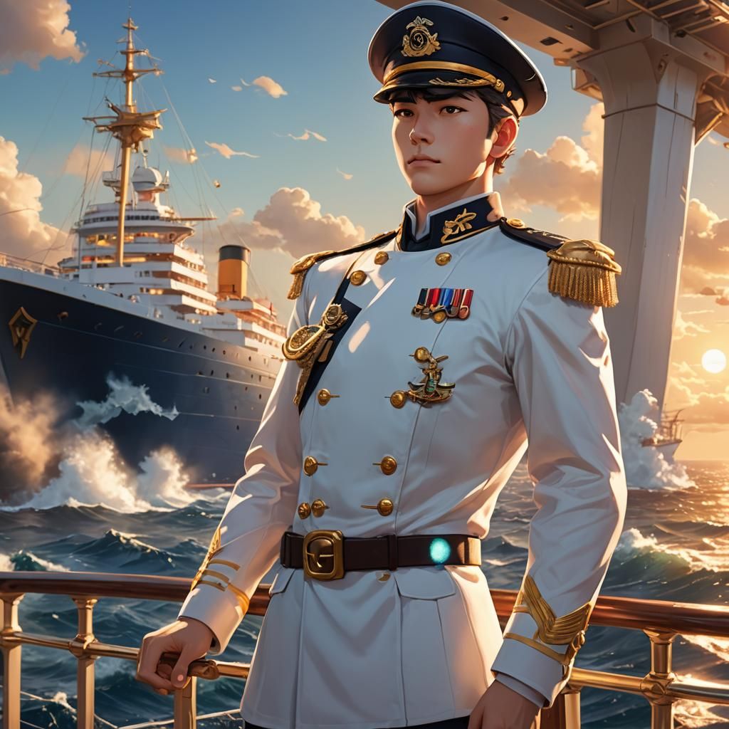 Anime Ocean Liner Captain Portrait in 3D