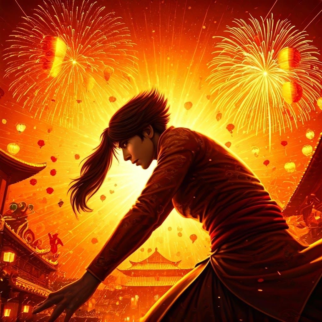 Marvelous Lunar New Year Celebration in Vibrant Comic Book S...