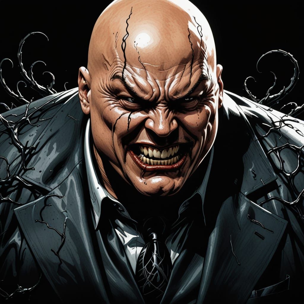 Venom Symbiote Possesses Kingpin in Comic Art