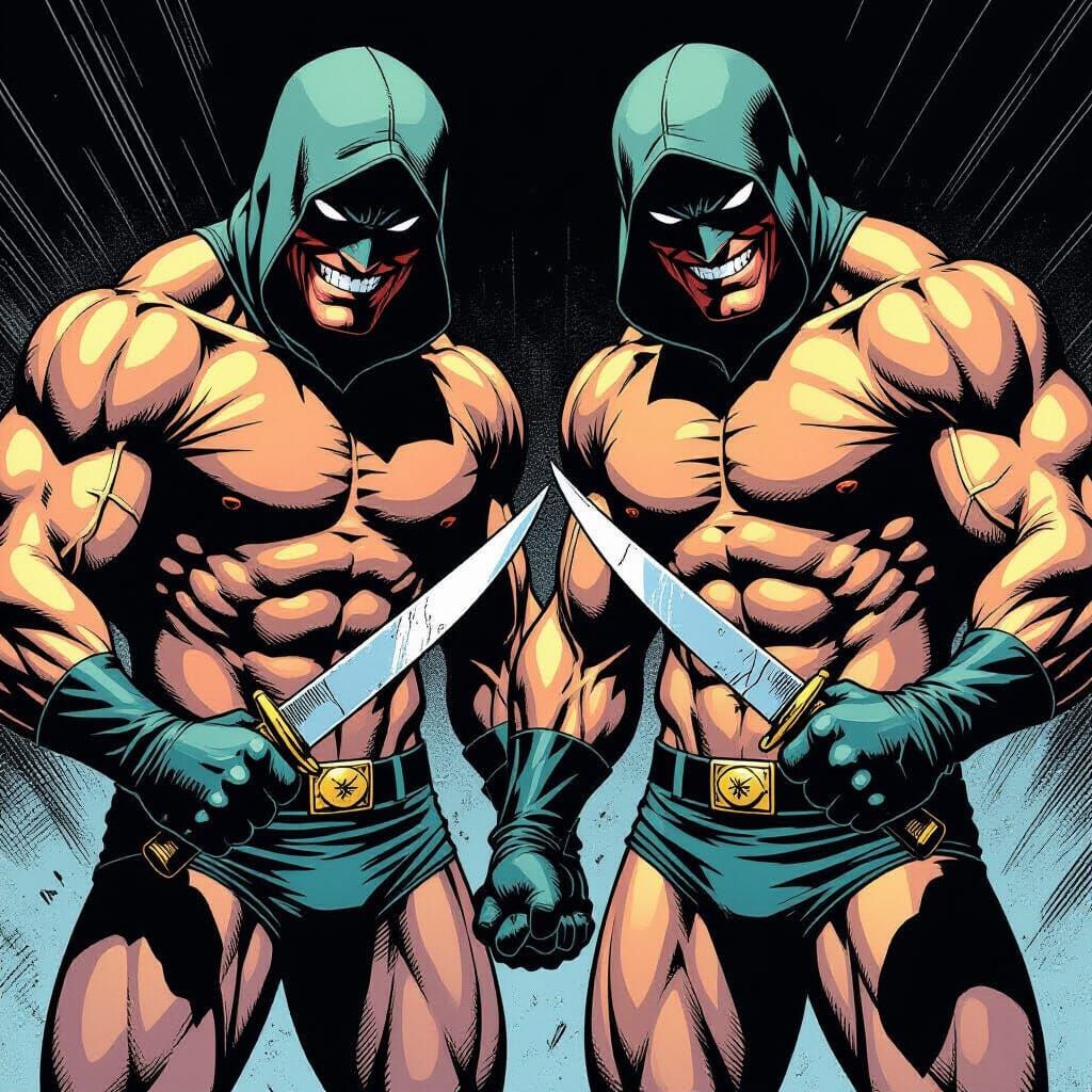Menacing Muscular Figures in Dark Comic Style