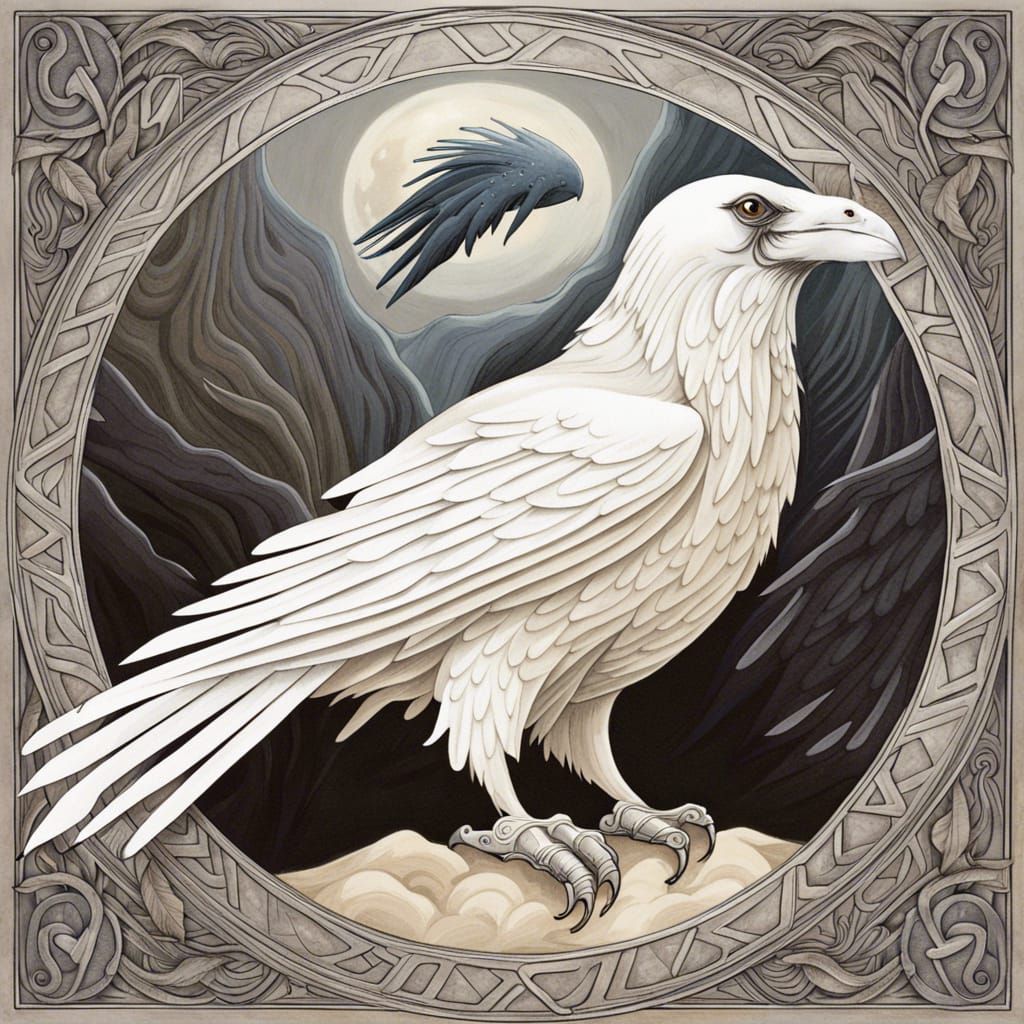 White Raven: Norse Mythology Digital Art