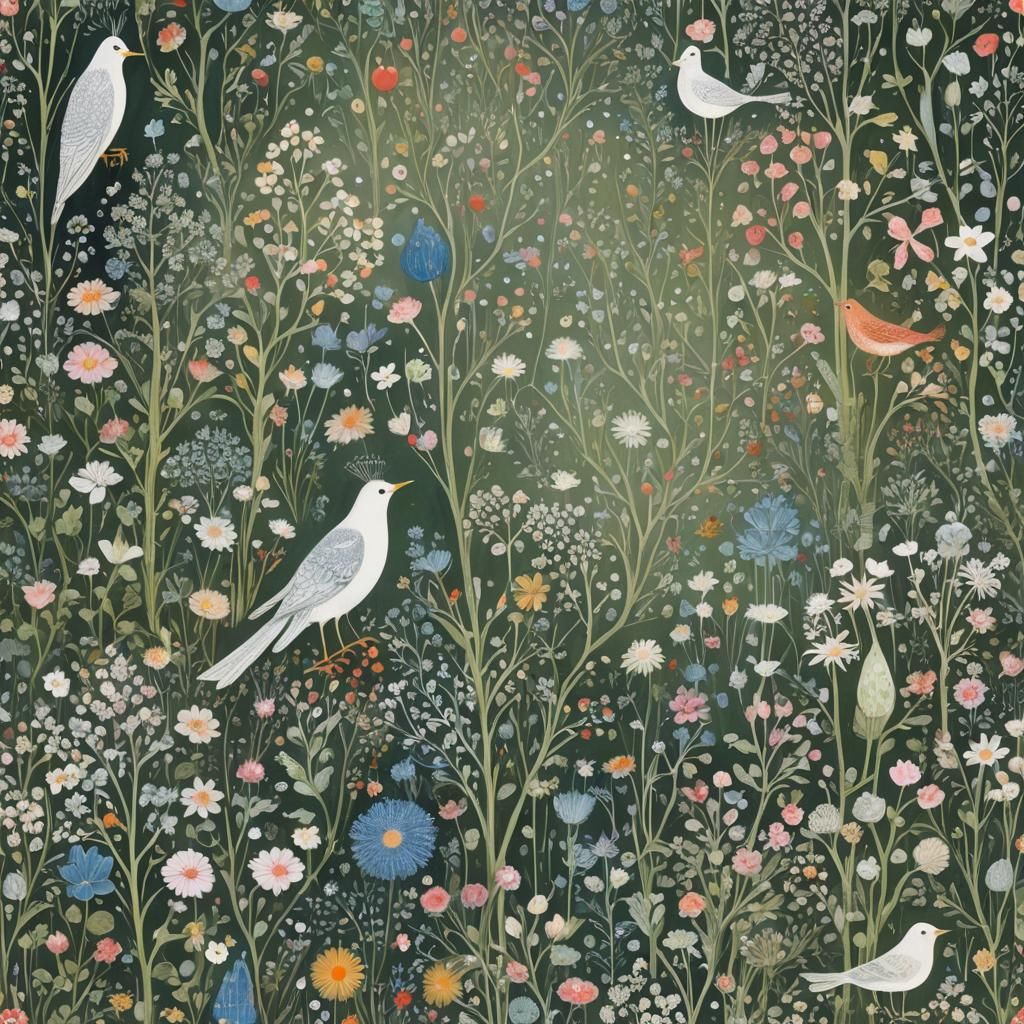 Whimsical Abstract Artwork in Stained Glass Style