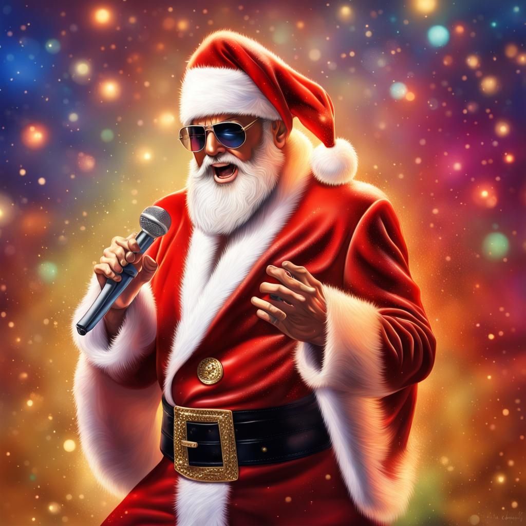 Santa Claus as Elvis Impersonator Portrait