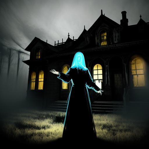 Surreal Haunted Schoolhouse with Ghostly Teacher