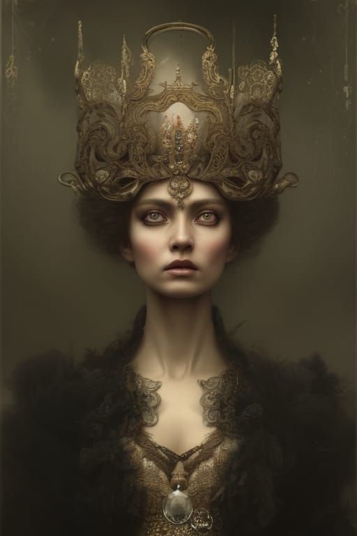 Intricate Victorian Queen of Fortune: Digital Illustration