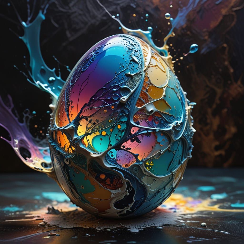 Dreamlike Oil Painting of Swirling Egg