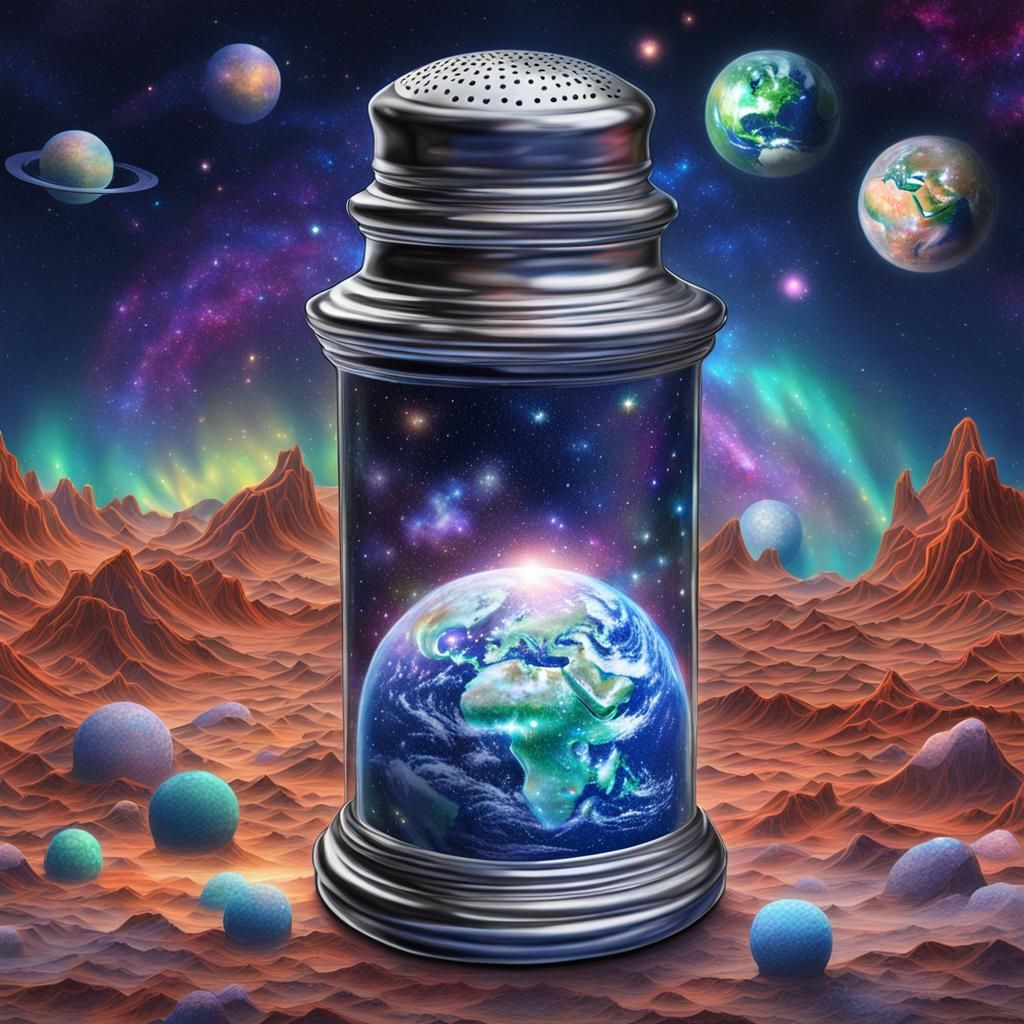 Salt Shaker Earth: Holographic Astral Illustration