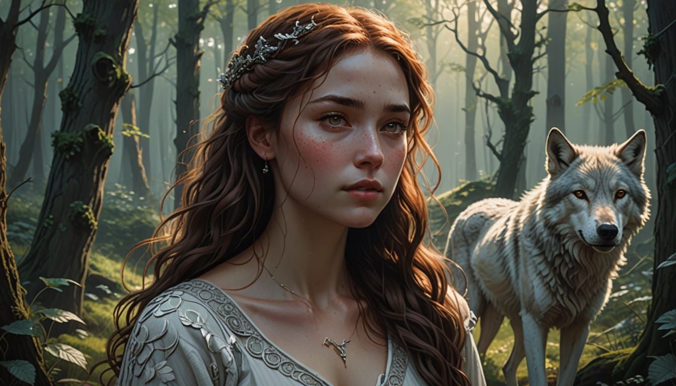 Enchanted Forest Goddess in Semi-Realistic Fantasy Style