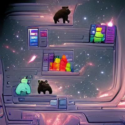 Space Bears Play Tetris in Cartoon Style