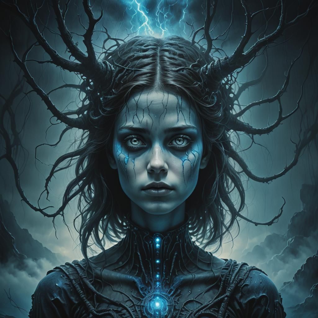 Mysterious Girl in Surreal, Moody Atmosphere