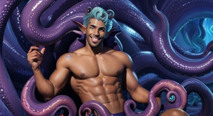 Male Ursula in Disney Renaissance Animation Style