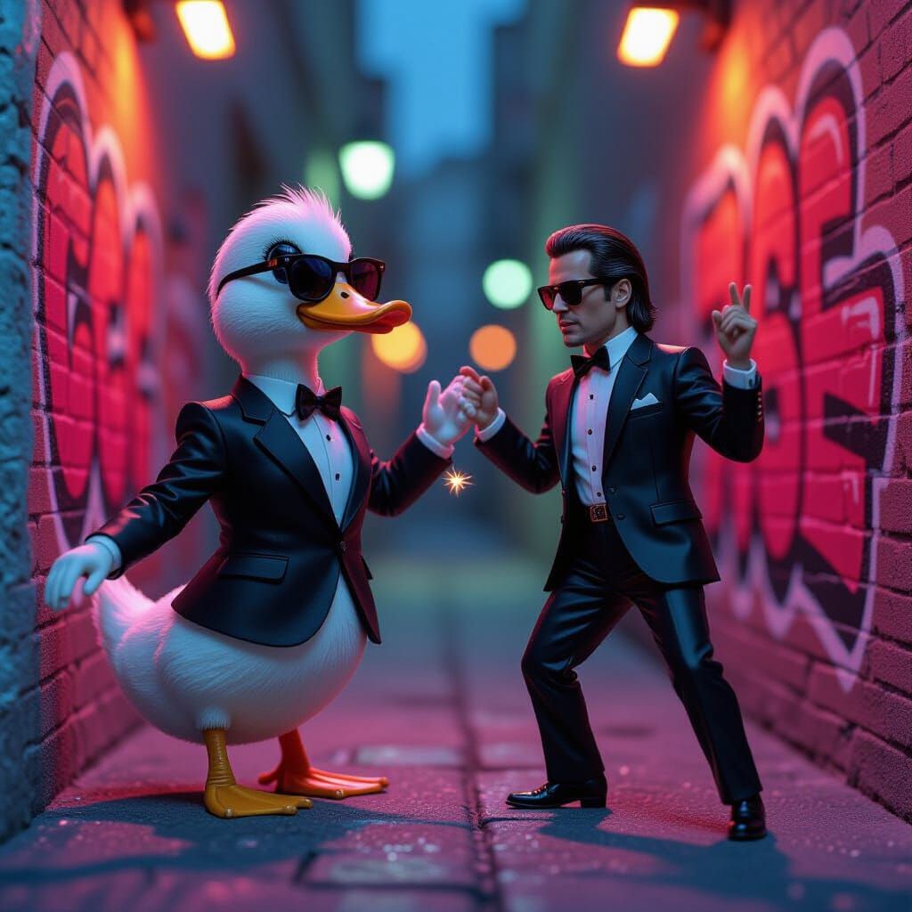 Duck Twist Dancing with Pulp Fiction Figures