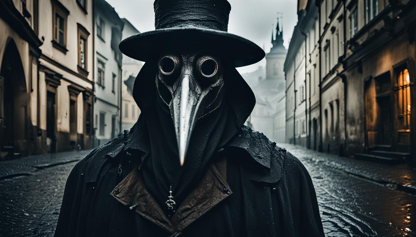 Plague Doctor Portrait in Old Prague