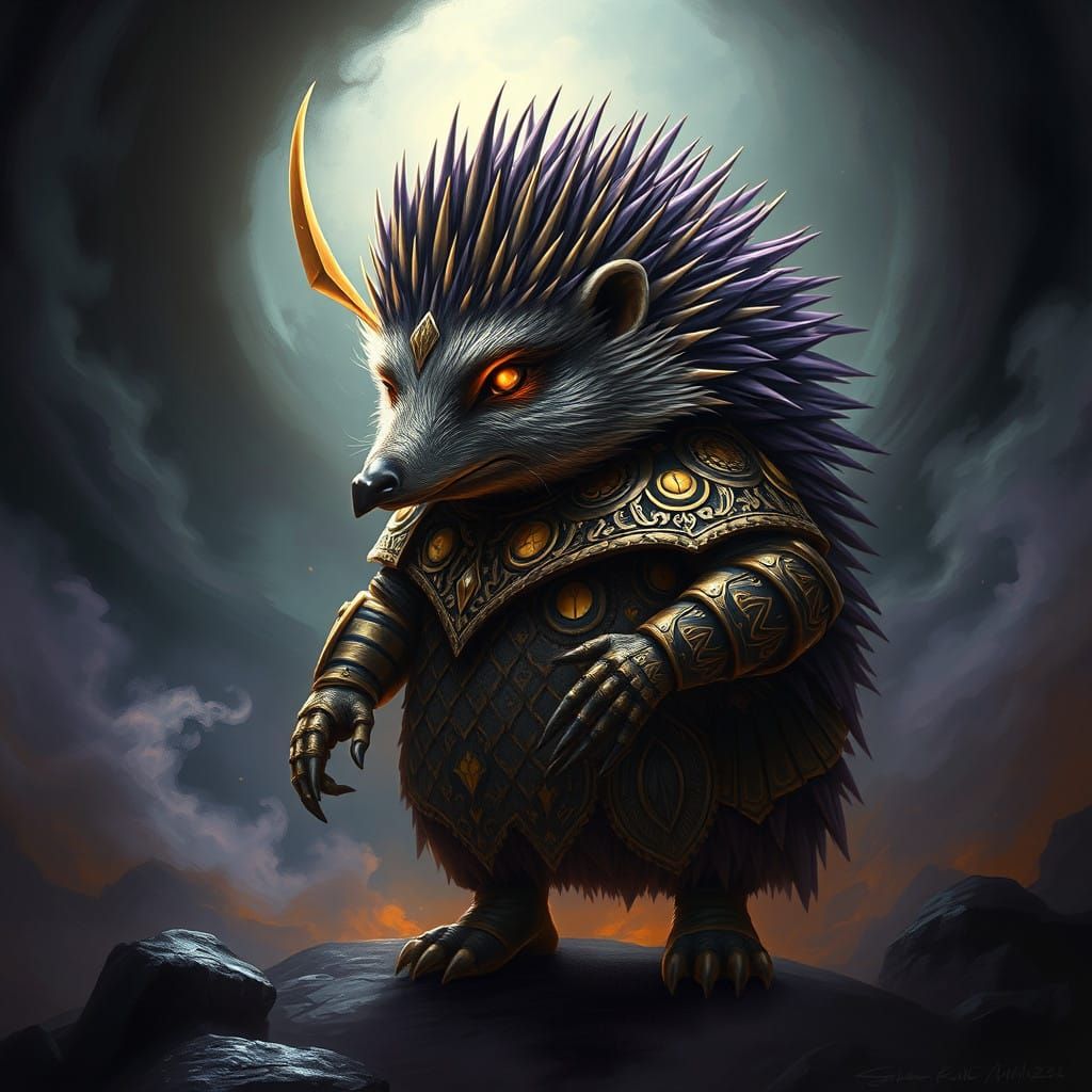 Majestic Hedgehog in Dark Fantasy Realm