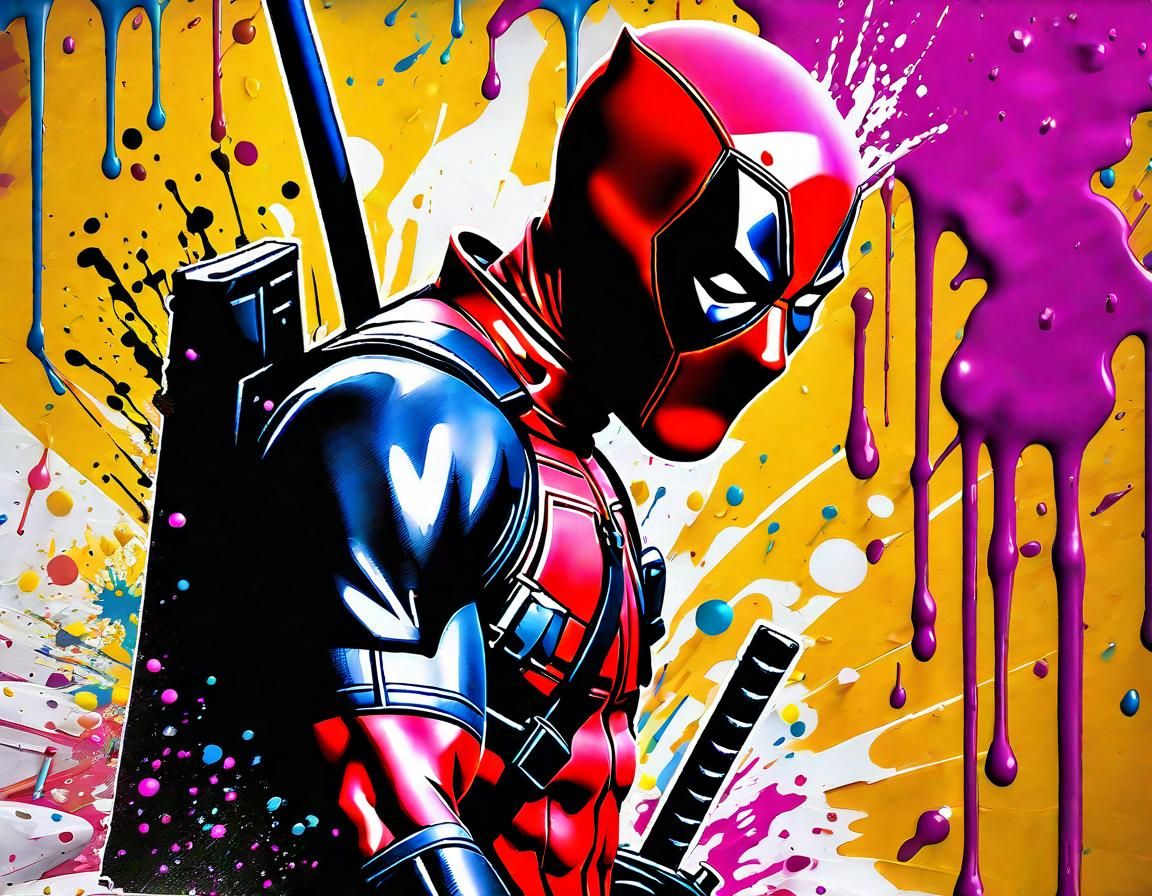 Deadpool Splatter Art Styled